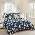 Navy Yellow 3PC Quilt Set Twin M80565