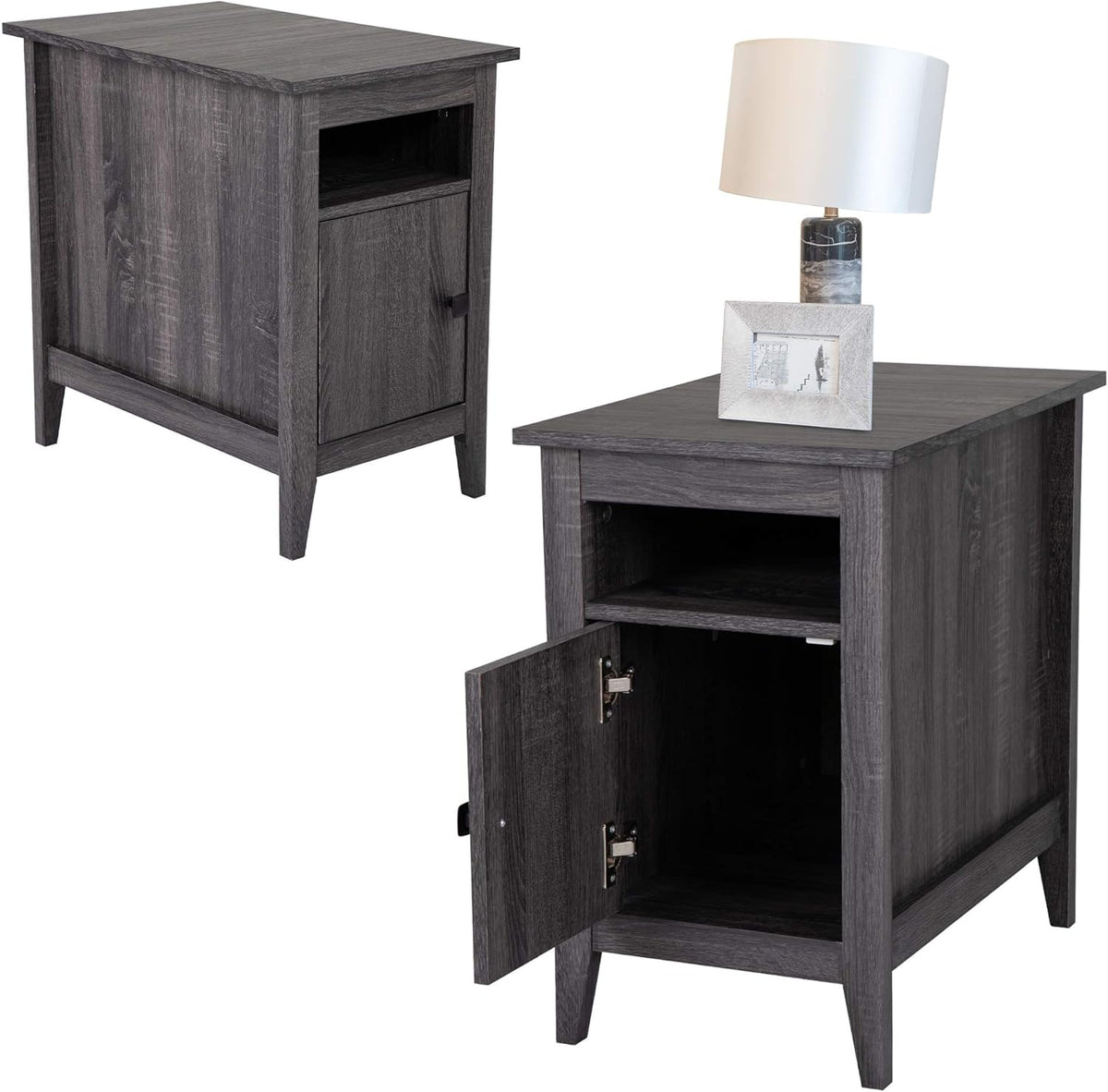 Set of 2 Wooden Nightstand with Storage Cabinet S476701