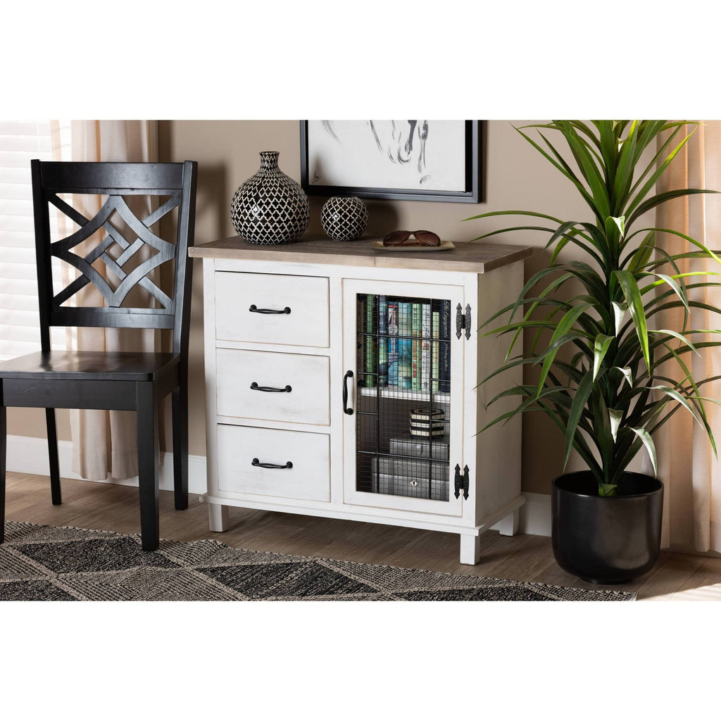 White Oak Brown 3-Drawer Wood Storage Cabinet V7842