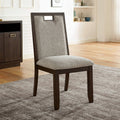Beige Side Chairs Set of 2 Dark Walnut O8622