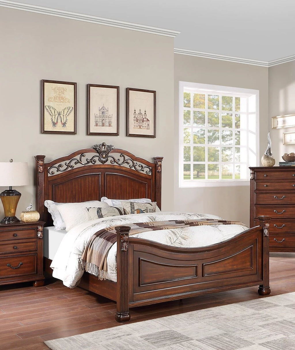 King Size Bed with Floral Headboard K515