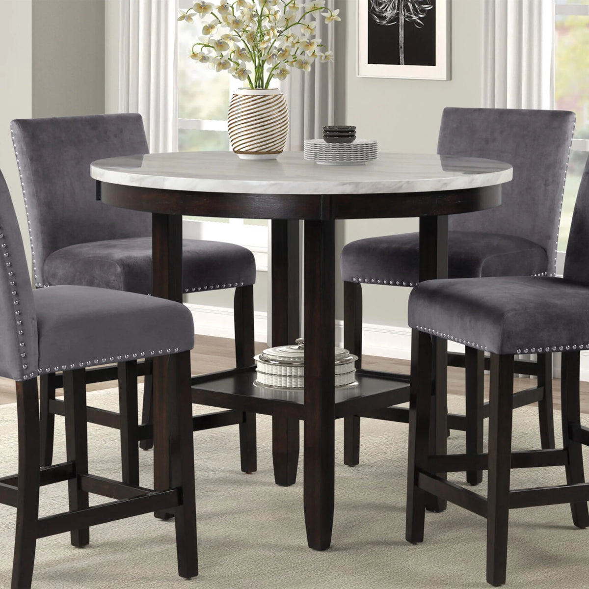Round Faux Marble Counter Table H8767