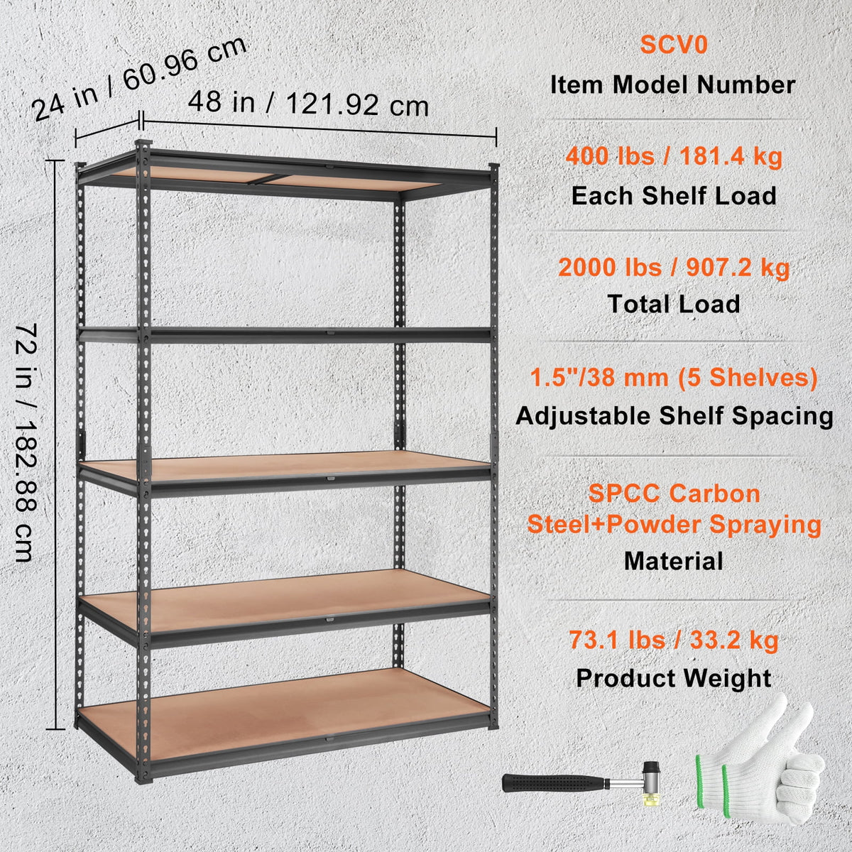5-Tier Adjustable Storage Shelving Unit K7300