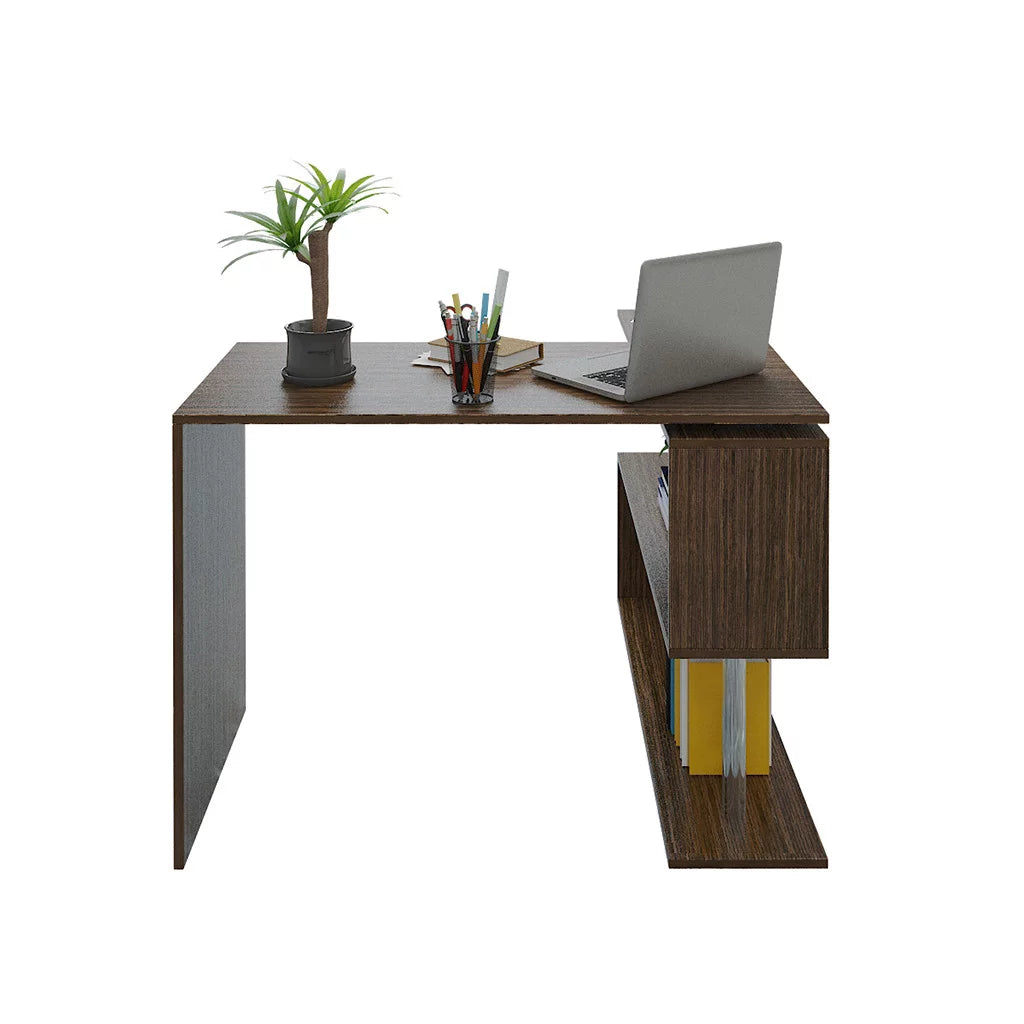 Brown L-shaped Computer Desk 170x74x50 Cm D4646
