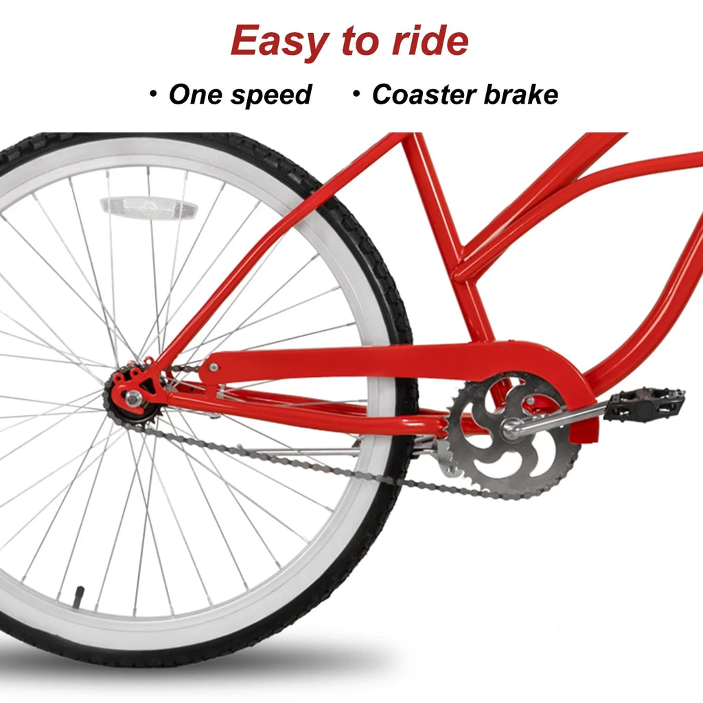 26 inch Red Black Blue Beach Cruiser Bike I462554
