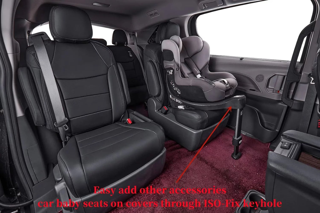 Custom Fit 8 Seats Breathable Leatherette Auto Seat Covers Full Set Black Y11137