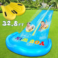 32.8FT Inflatable Water Slide with 2 Racing Lanes and 2 Bodyboards P46893