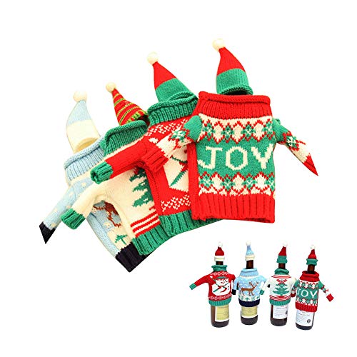 Christmas Wine Bottle Covers 4 Set E841007