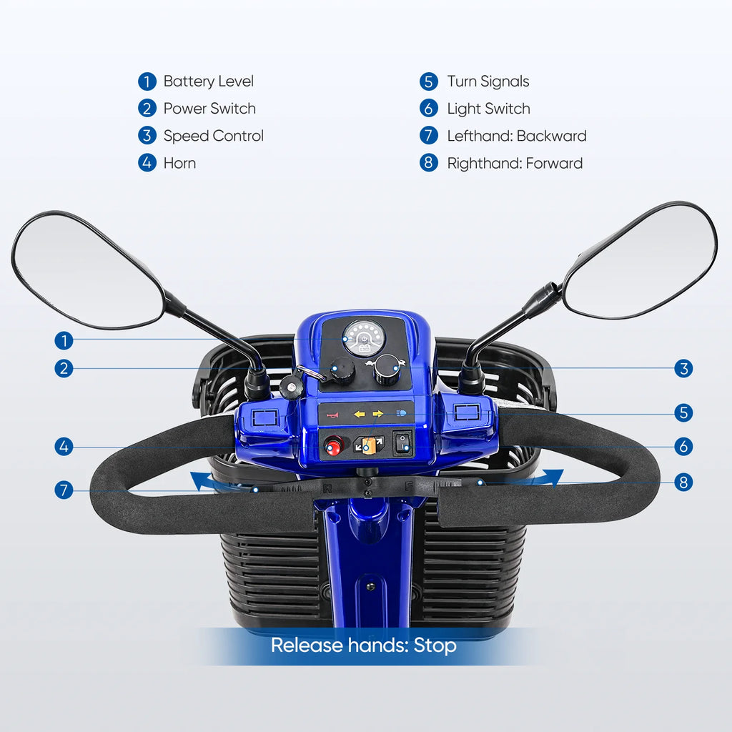 4 Wheel Electric Powered Mobility Scooter Blue I528355