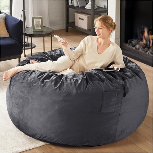 Charcoal Grey 4 FT Machine Washable Mink Bean Bag Chair T282270