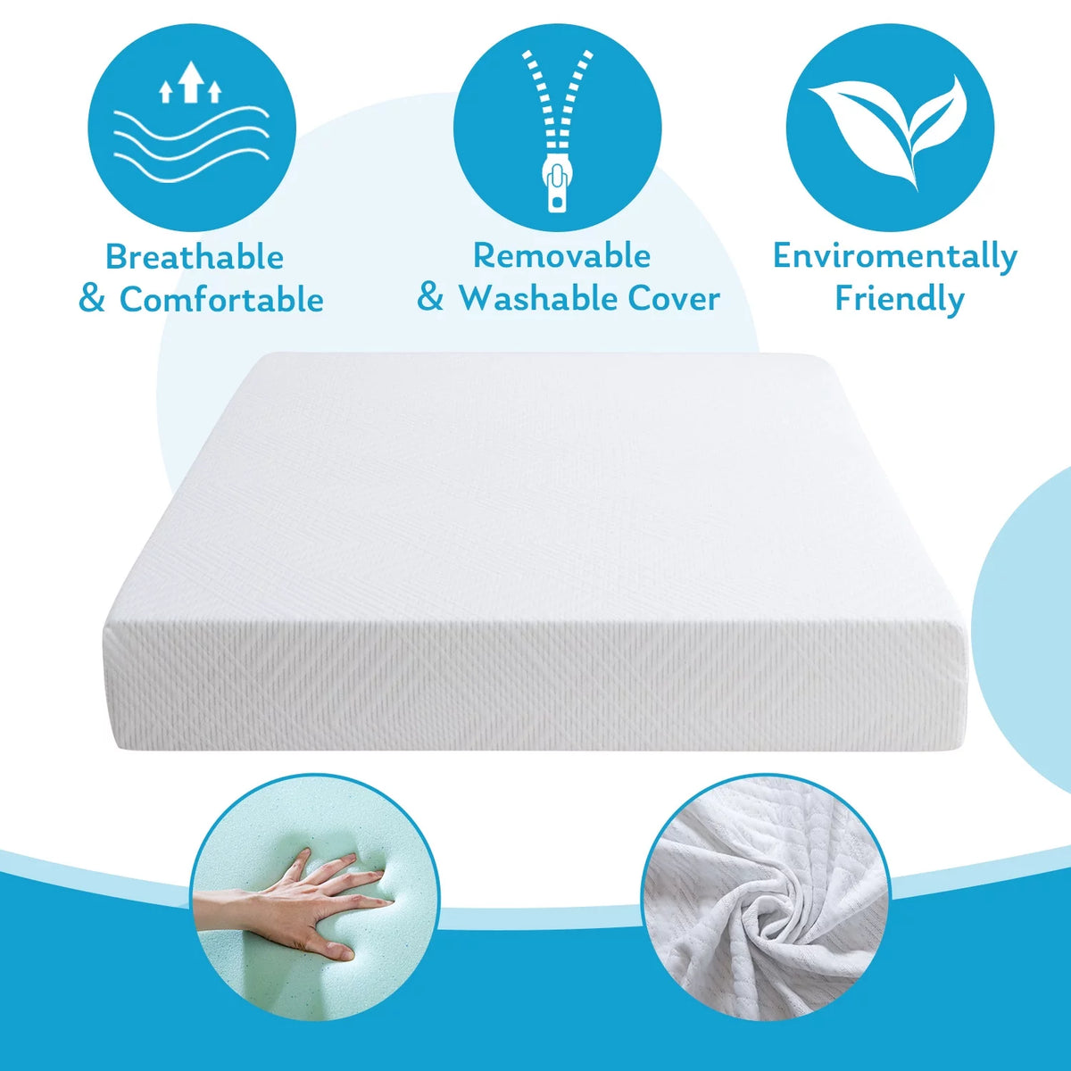 Short Queen 8 inch Memory Foam Mattress T4449
