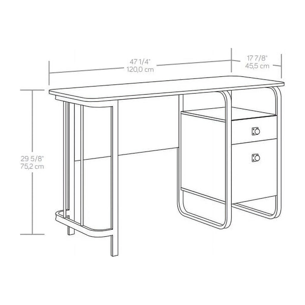 Contemporary Etched Oak Engineered Wood and Metal Desk Q5971