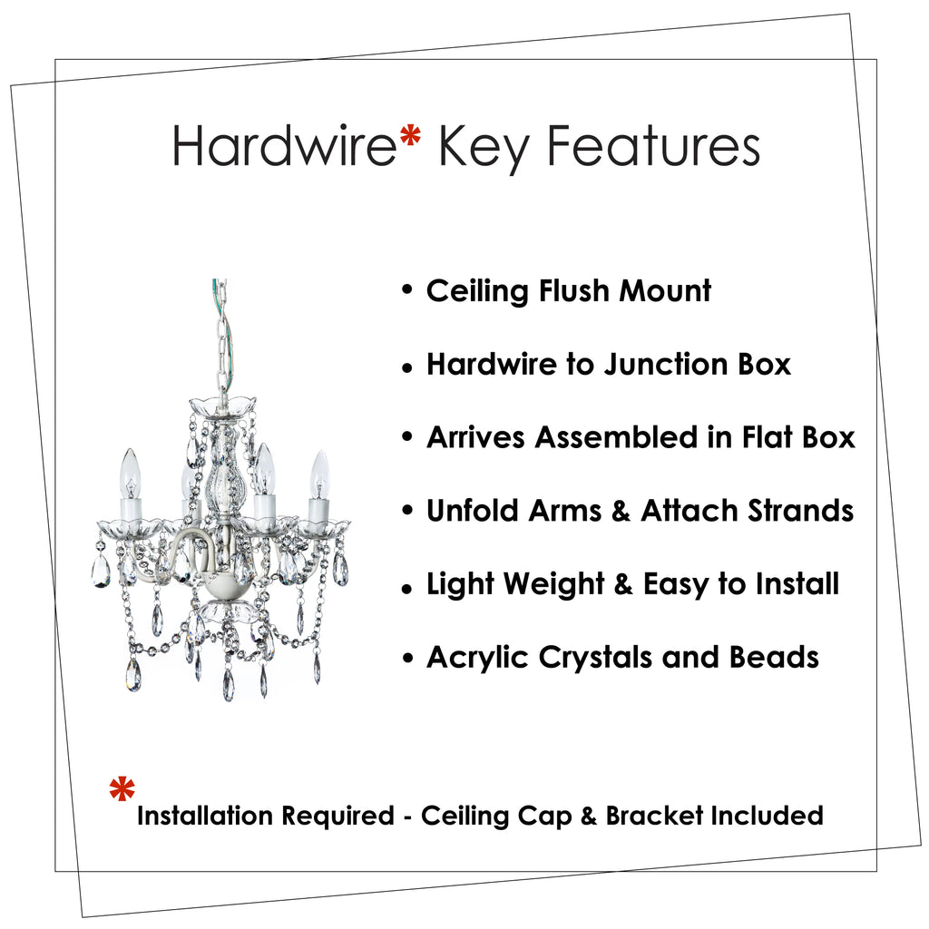 Clear 4 Light Acrylic Crystal Chandelier N569