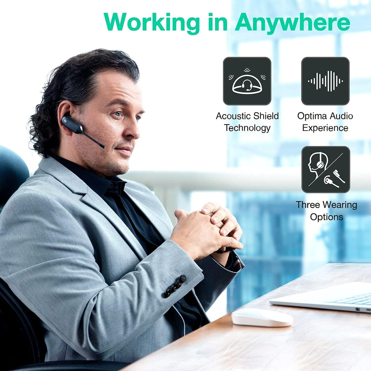Wireless Noise Canceling Headset and Webcam V26530