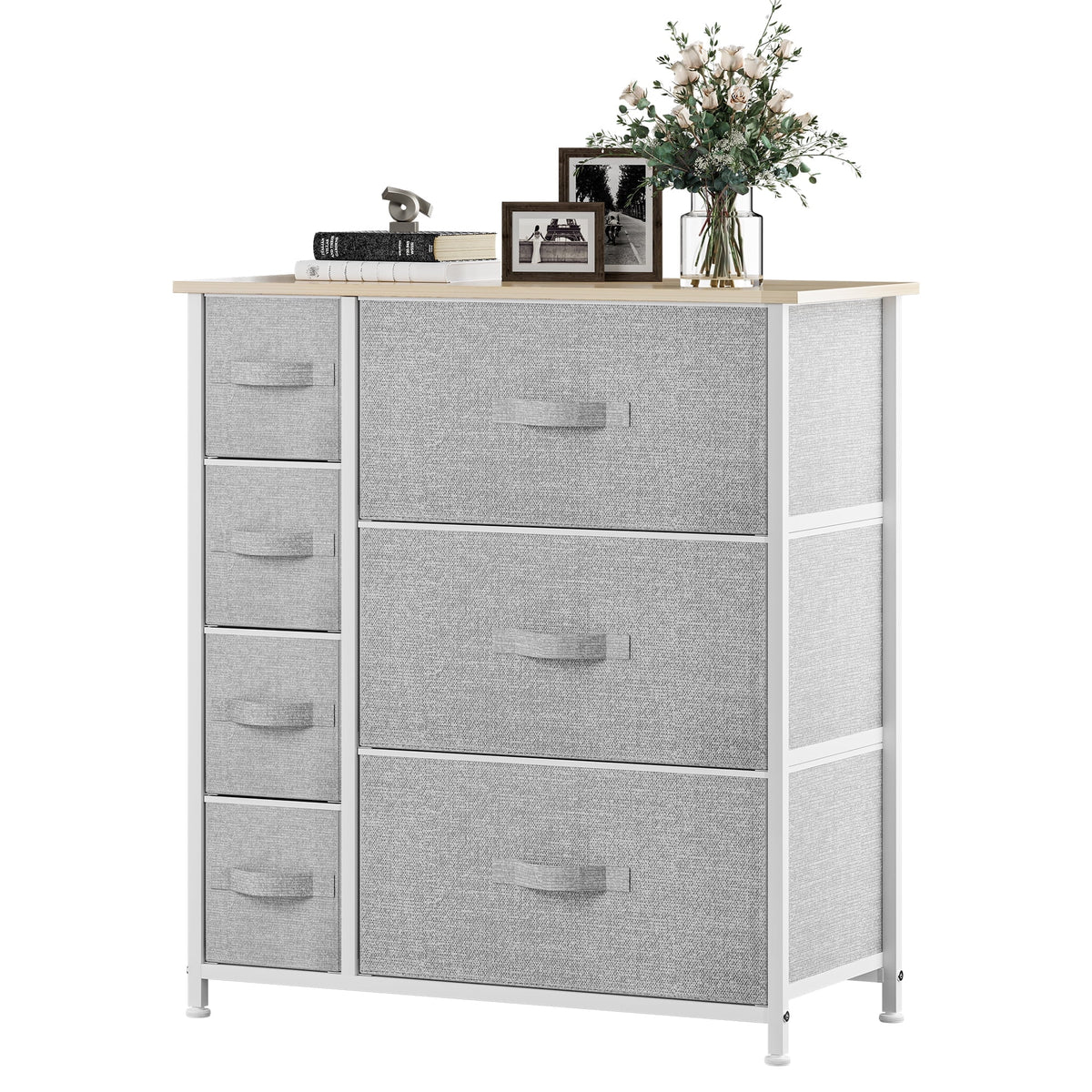 Gray Metal Fabric Wood Drawer Chests N432