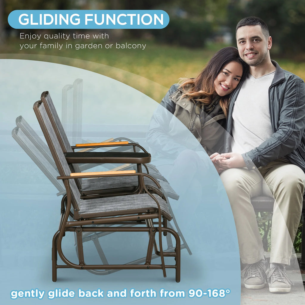Outdoor Glider Bench 2-Person with Table X641