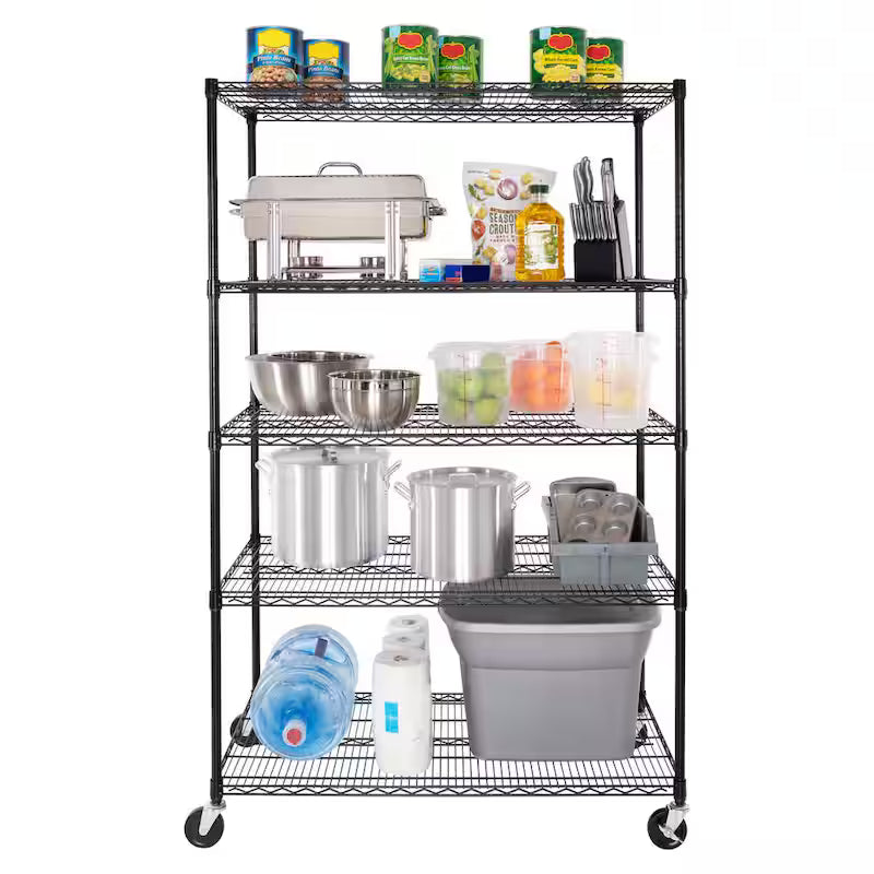 Black 5-Tier Steel Wire Shelving Z269189