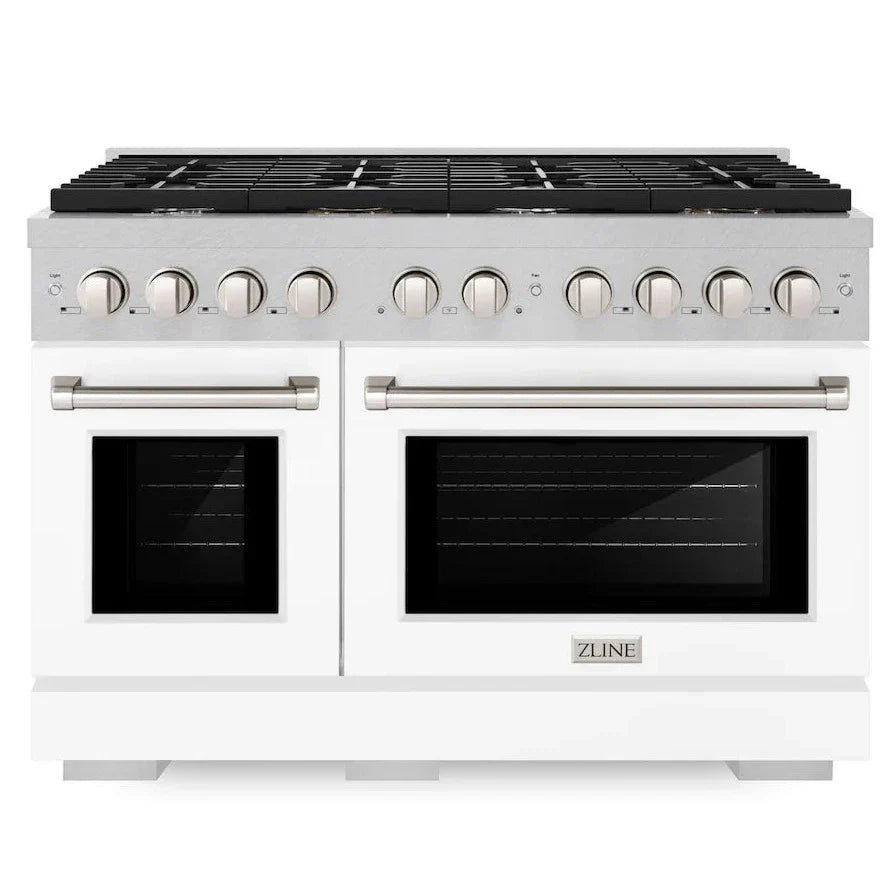 48 6.7 cu. ft. Gas Range with Convection Oven in Stainless Steel with White Matte Doors J738