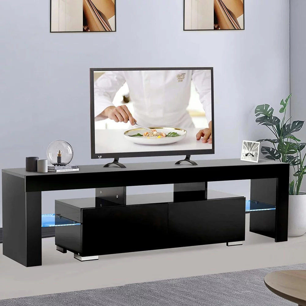 Black Particle Board TV Stand with 1 Drawer Q7349