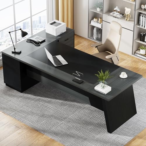 78" L-Shaped Desk with Drawers and File Cabinet X93785