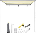 6.6x8.2' Pull Out Car Side Awning with LED Light Beige Q590156