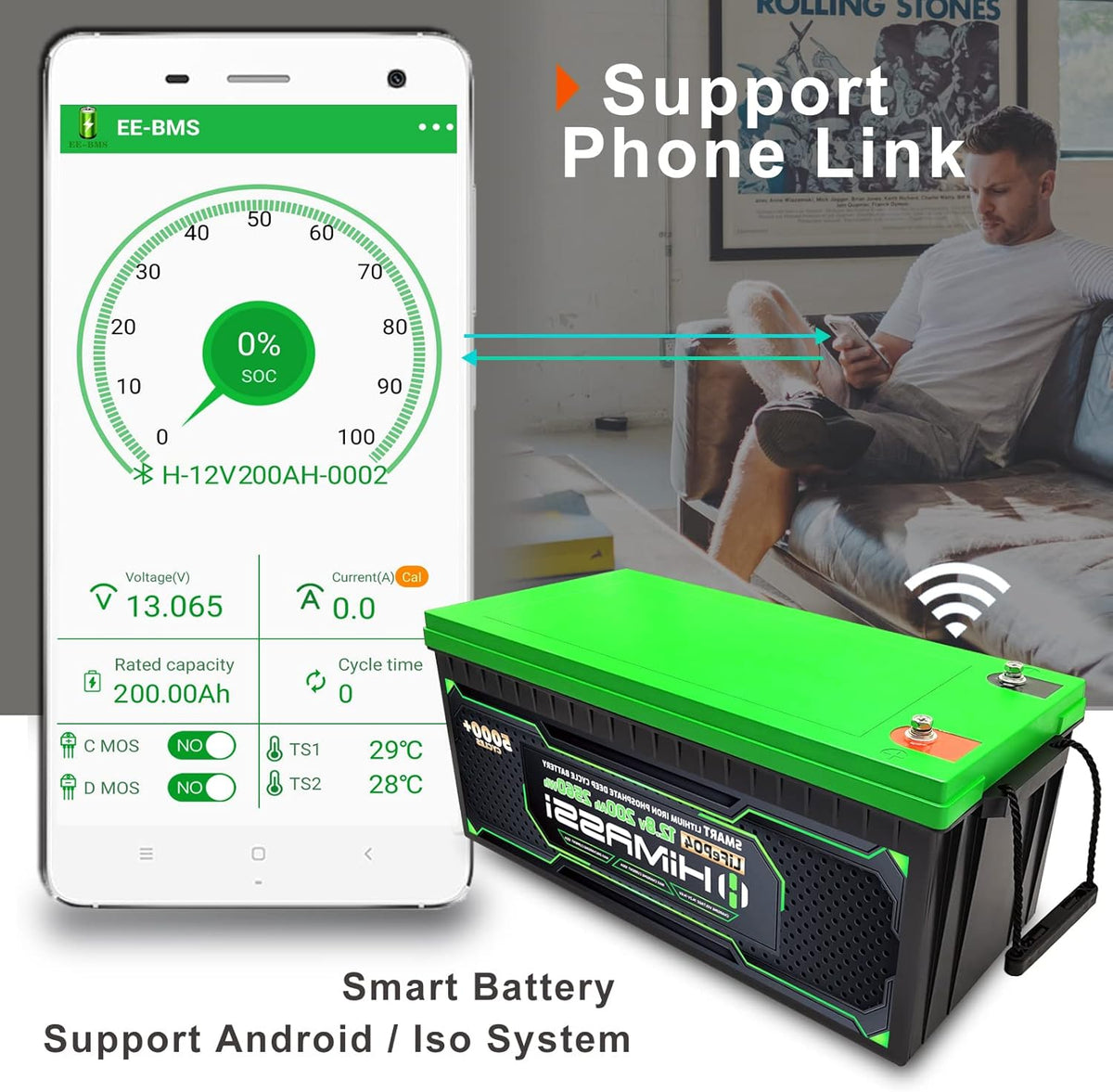 24V 200Ah LiFePO4 Deep Cycle Battery with 200A BMS Q59537
