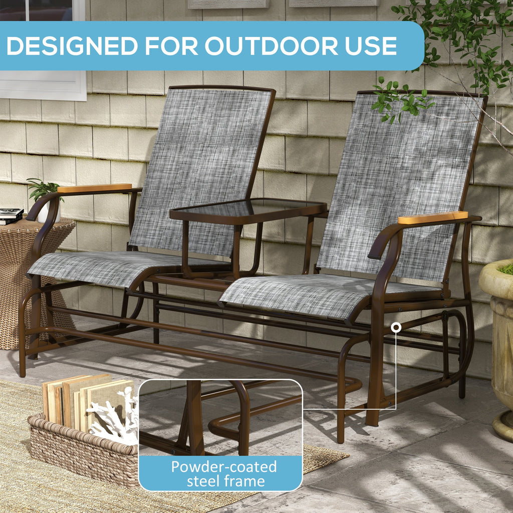 Outdoor Glider Bench 2-Person with Table X641