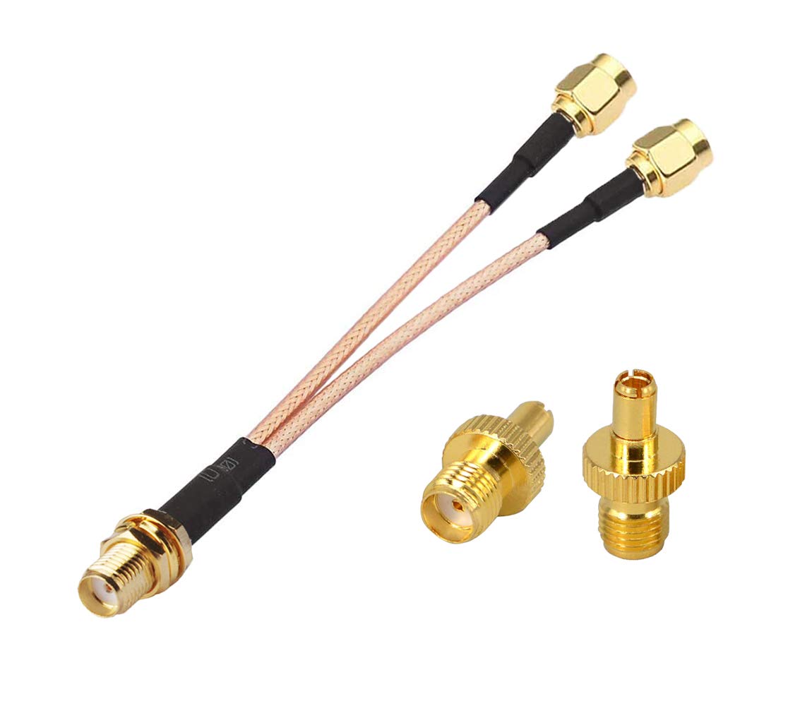 SMA Female to Dual SMA Male Cable Splitter Combiner 6-inch +2pcs SMA Female to TS9 Male Adapter I546