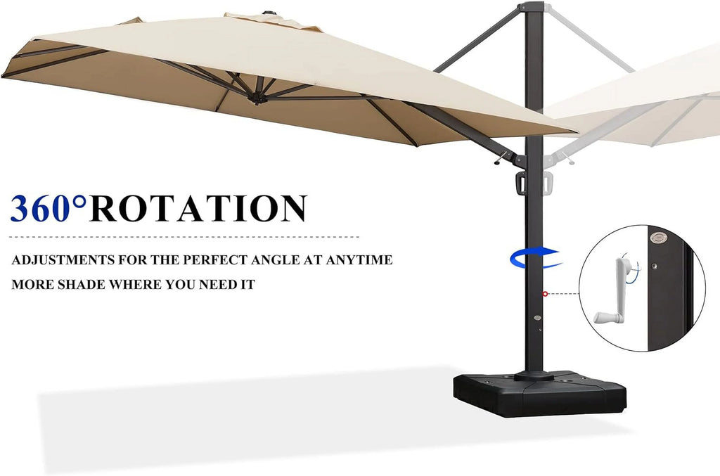 10' X 13' Rectangle Aluminum Cantilever Patio Umbrella with 360-degree Rotation F325