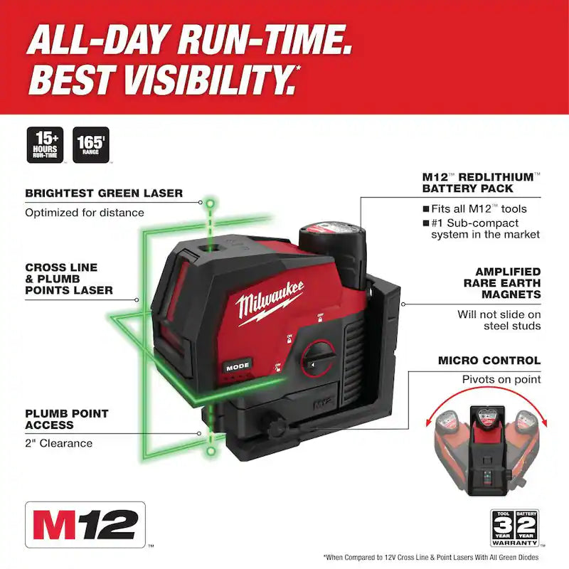 12-Volt Cordless Green Laser Level with Battery and Charger A158051