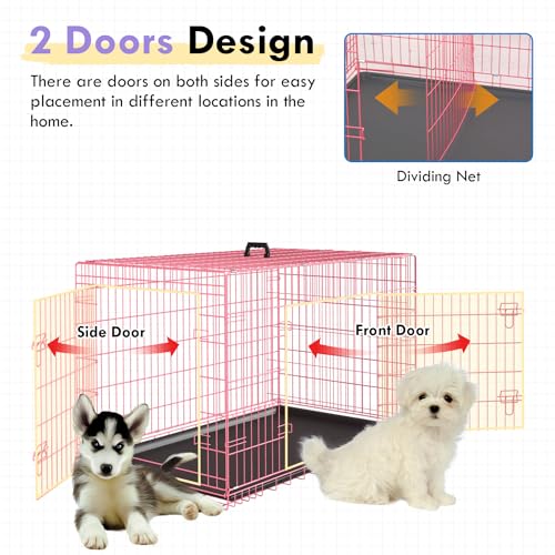 42 Inch Black Metal Dog Crate Kennel with Divider U620581