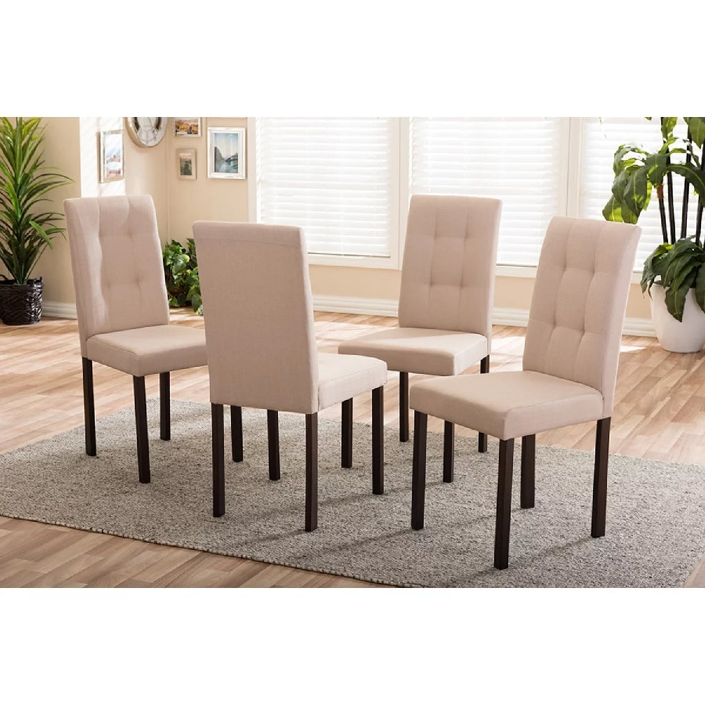 Beige Fabric Upholstered Dining Chair Set of 4 W865