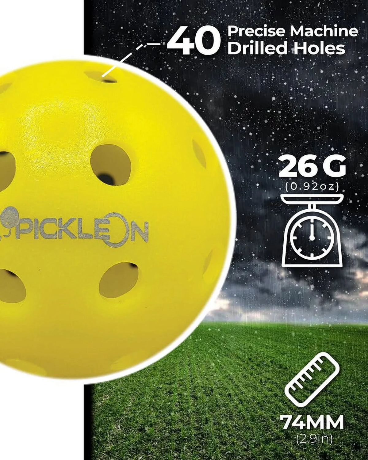 Neon Green 40 Holes 25 Pack Outdoor Pickleball Balls J181293