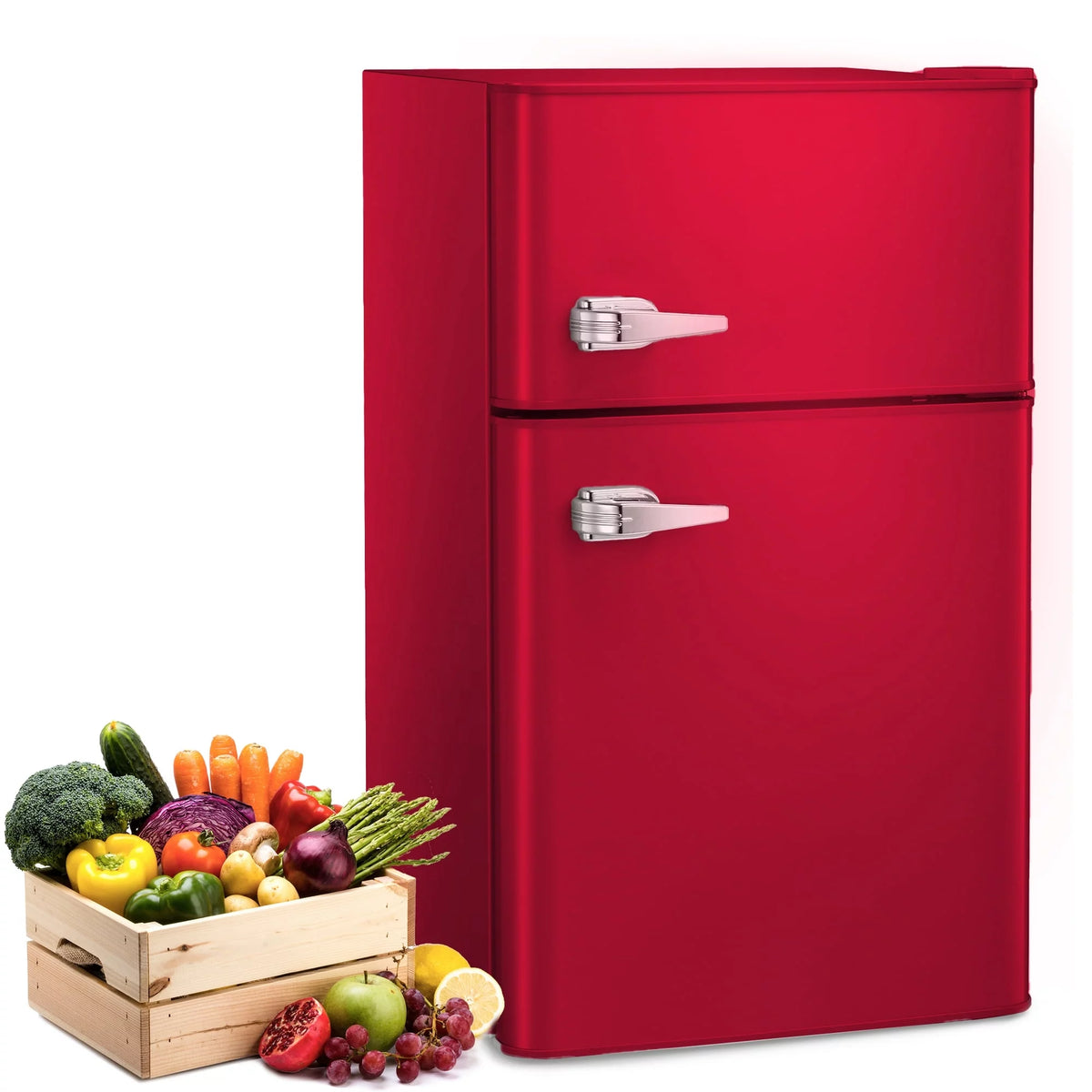 3.2 Cu.Ft Double Door Mini Fridge with Freezer, Black C847859