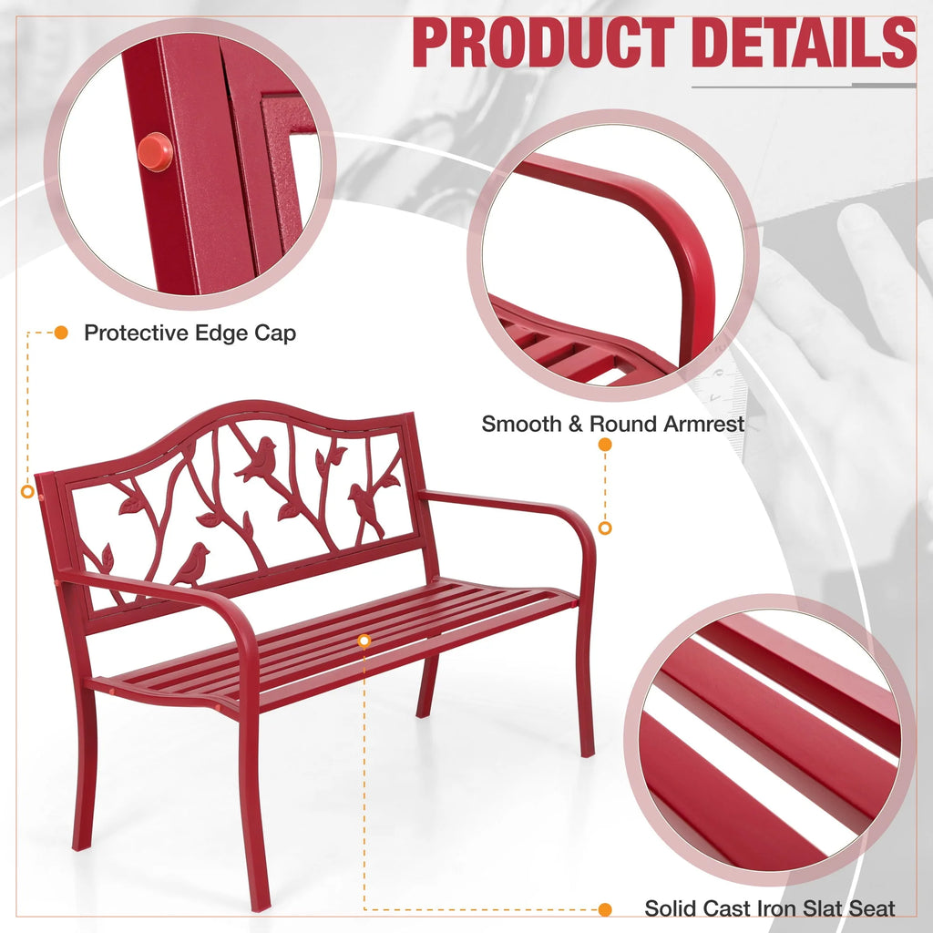 50” Outdoor Metal Patio Garden Bench L881