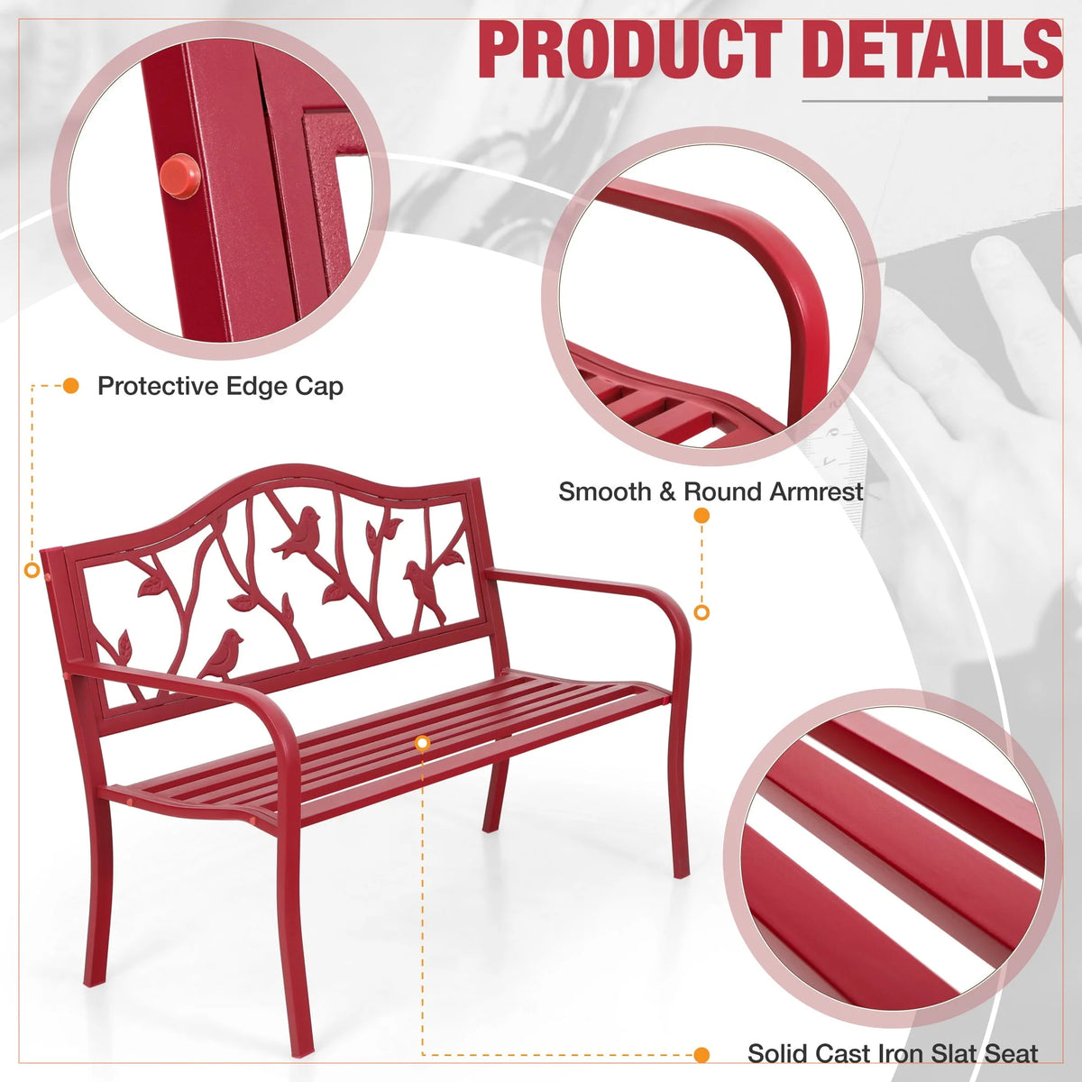 50” Outdoor Metal Patio Garden Bench L881