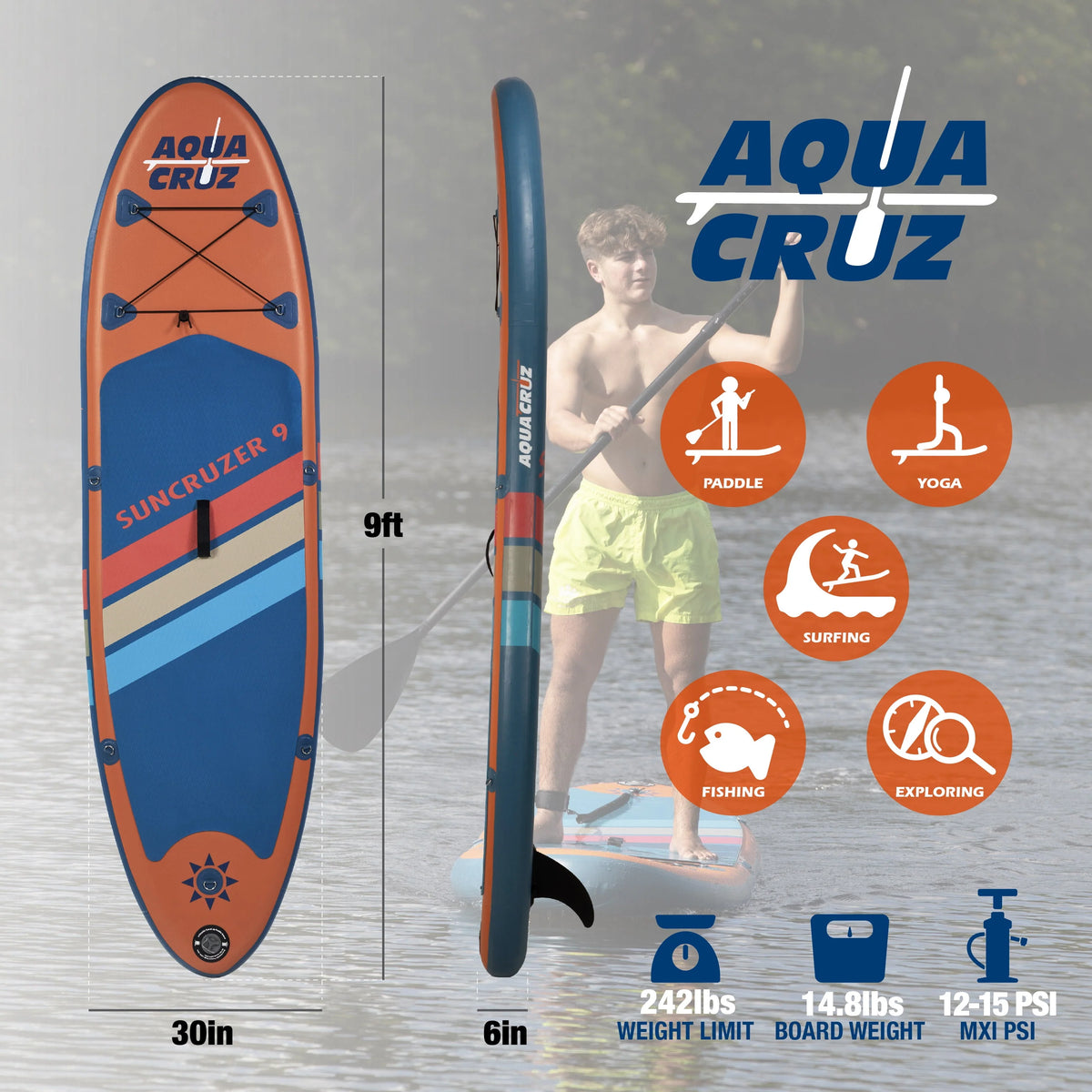 9 ft. Inflatable Stand Up Paddle Board Set with Accessories D390468