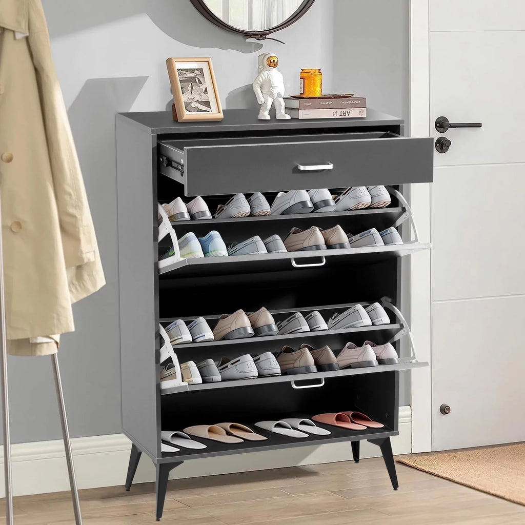 Gray 2 Flip Drawers Shoe Cabinet F22340
