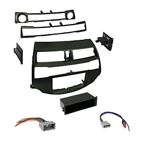 Double Single DIN Radio Install Dash Kit with Wire Harness O2545