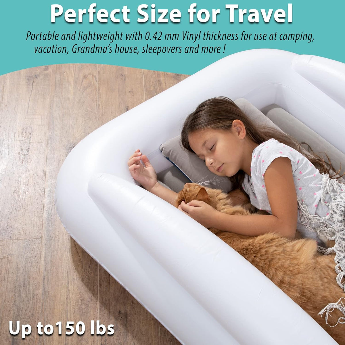 Portable Inflatable Toddler Travel Bed with Safety Bumper Sides Pack of 2 V4849