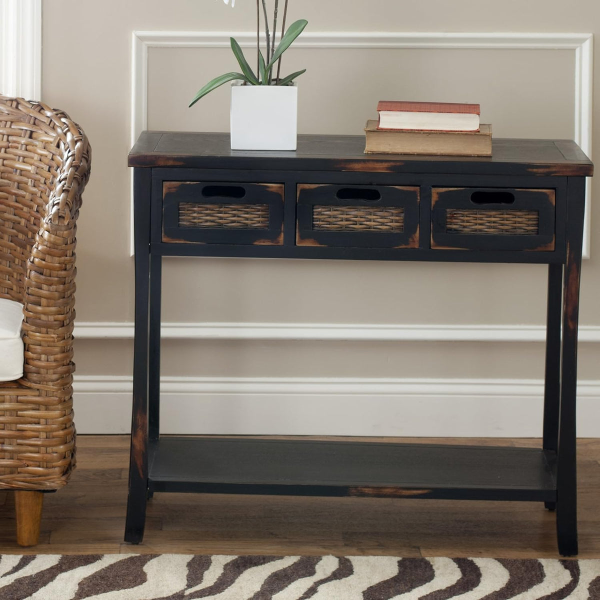 French Grey 3-Drawer Console Table P9098