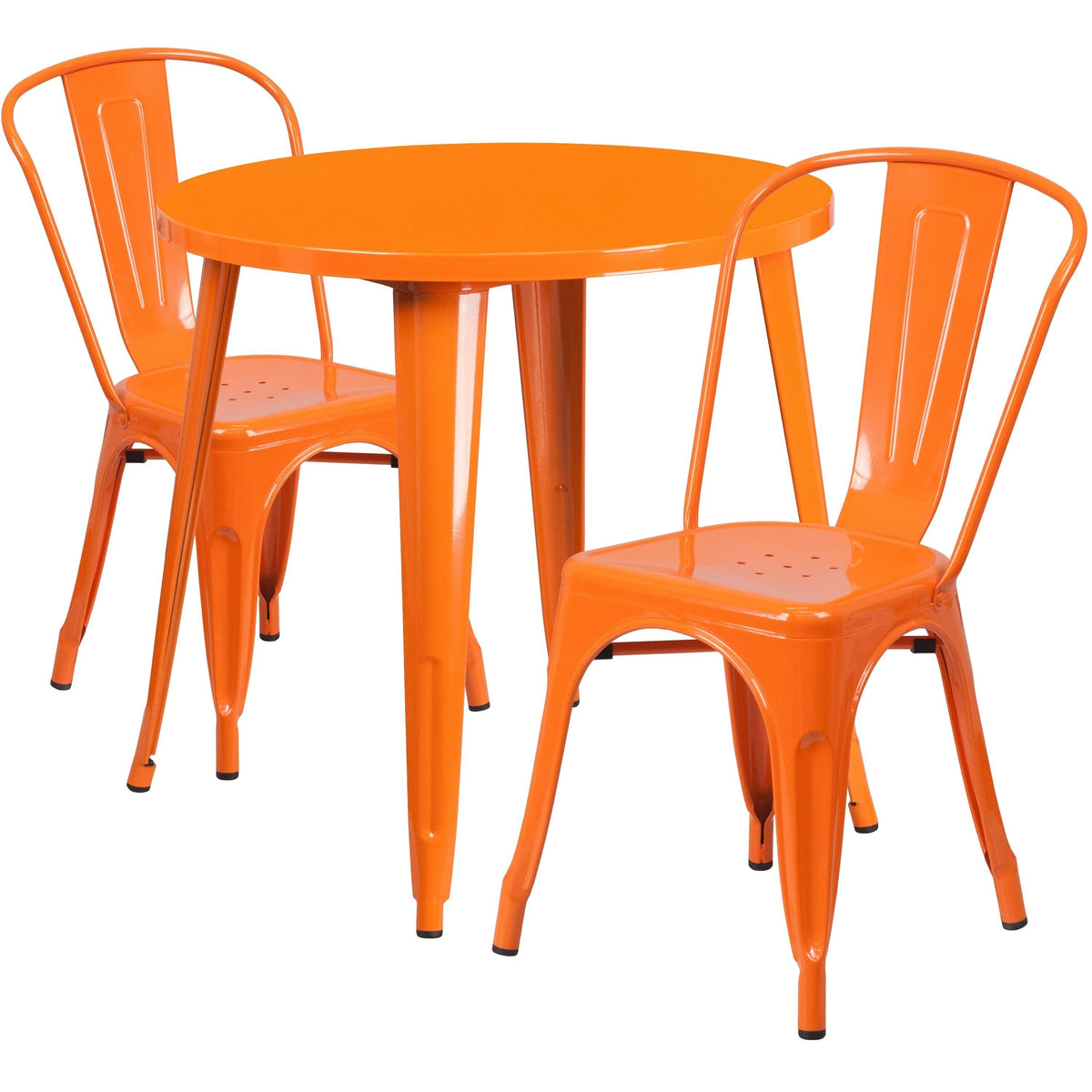 Round Metal Indoor-Outdoor Table Set with 2 Cafe Chairs T766