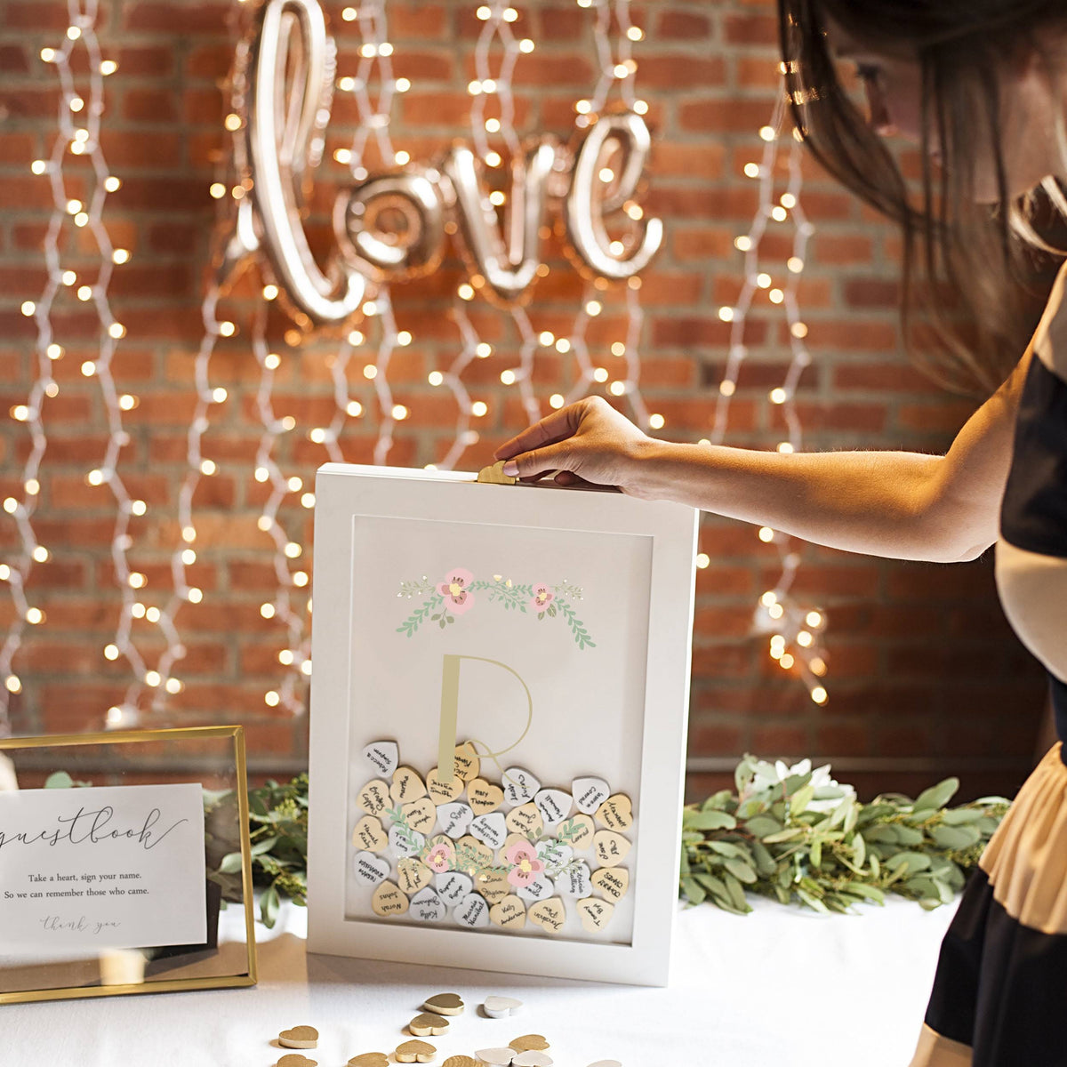 Floral Heart Drop Guestbook P5817