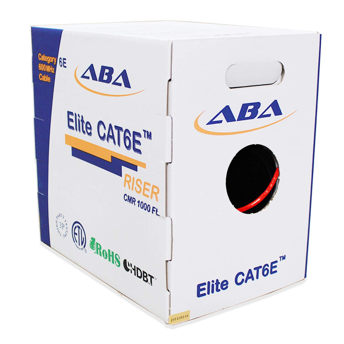 Cat6 CMR Riser Ethernet Cable 1000ft, 24AWG Solid Bare Copper, Orange O63881