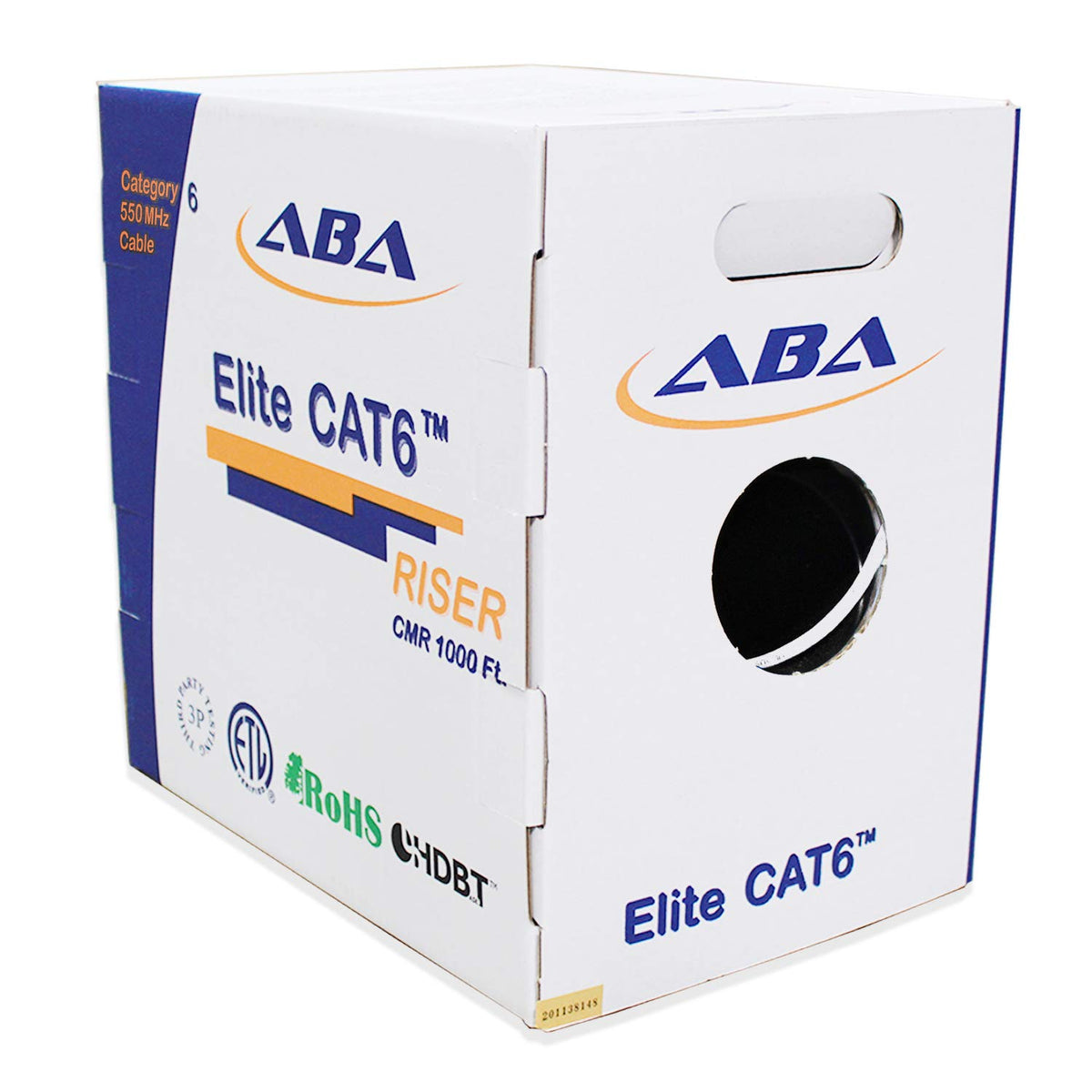 White 1000ft Cat6 Riser UTP 23AWG Bare Copper Ethernet Cable C7408