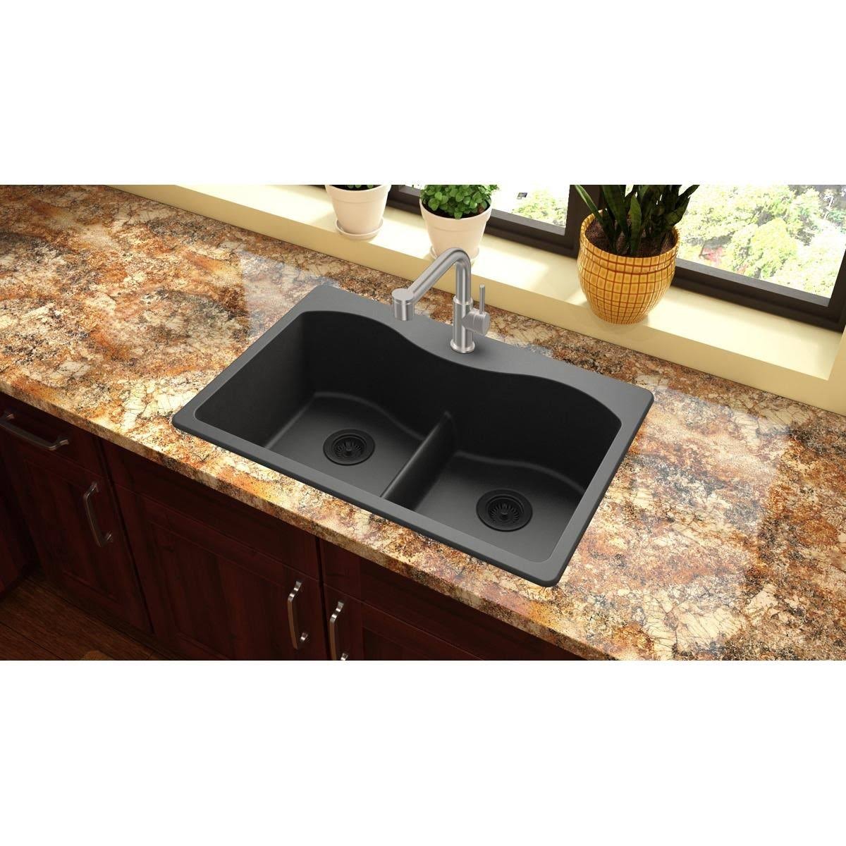 33-in Double-Bowl Drop-in Sink G605