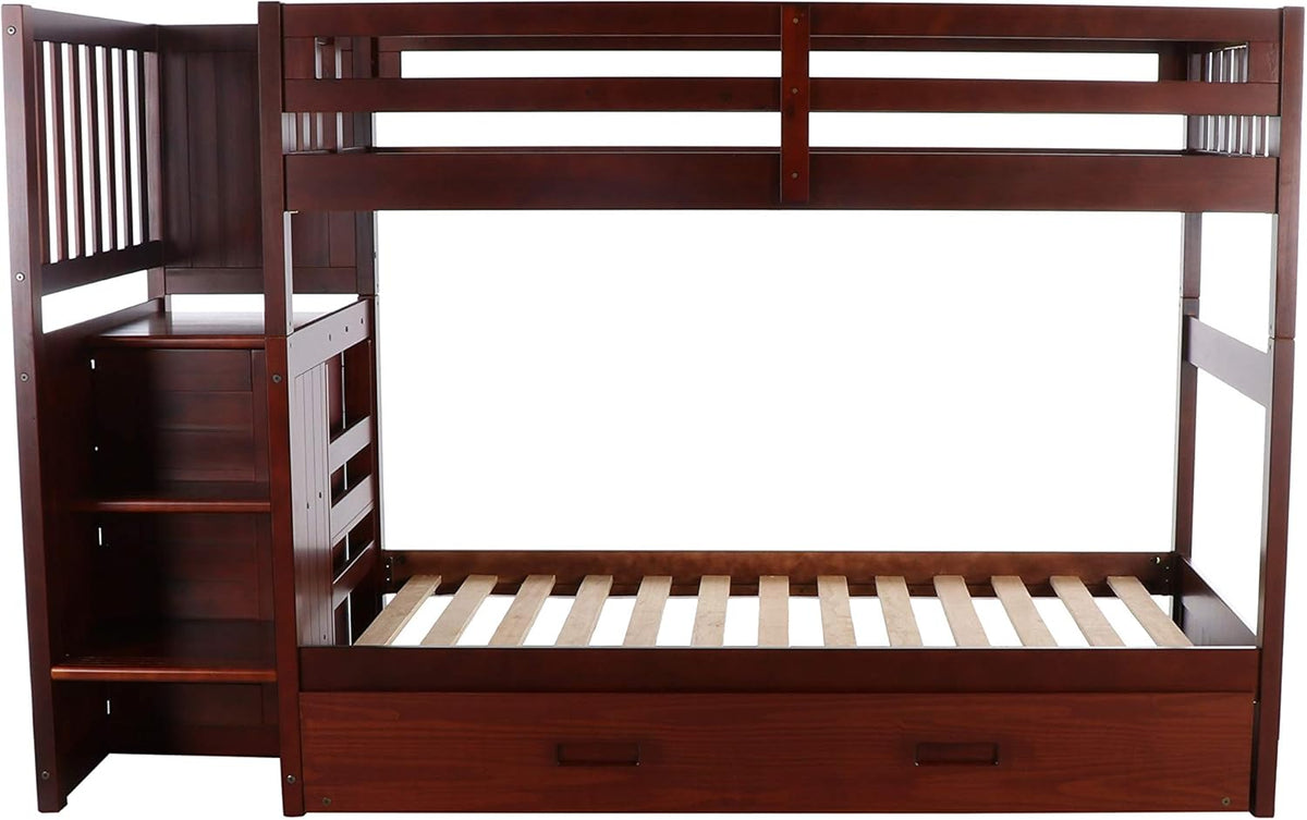 Twin Over Twin Bunk Bed with Trundle C97551