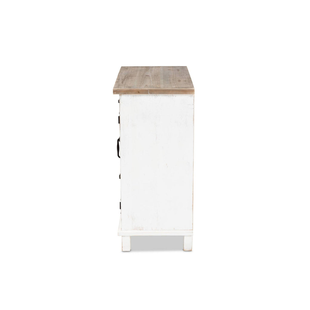 White Oak Brown 3-Drawer Wood Storage Cabinet V7842