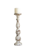 Hand Carved Mango Wood Pillar Candle Holder L13814