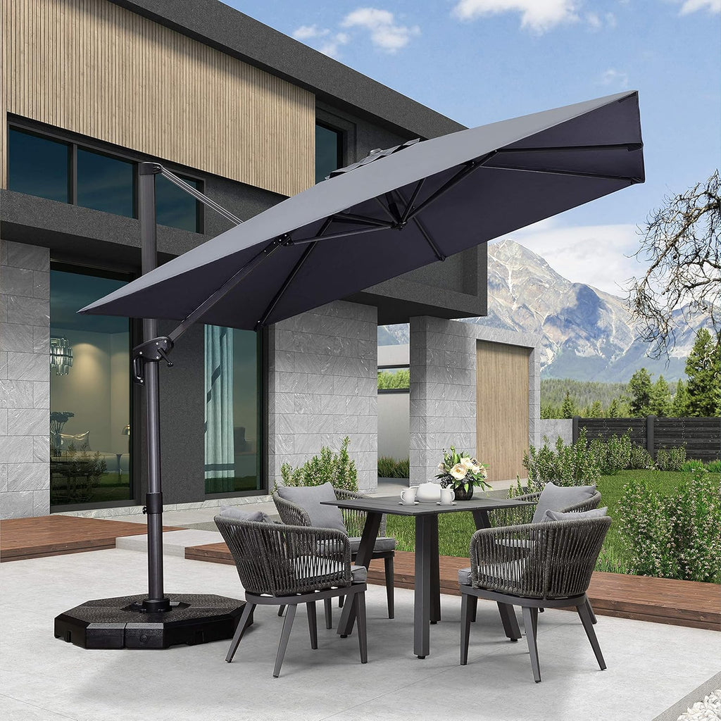 8 Feet Beige Cantilever Square Patio Umbrella F3003